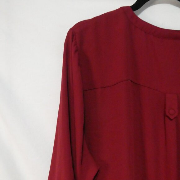 TORRID - Harper | size 2 | Chic Burgundy Blouse | Roll-Up Sleeves | Pockets - Picture 10 of 16